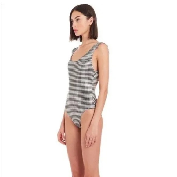 Amanda Uprichard High Thigh Low Back Ruffle One Piece Swimsuit Size Small - Picture 3 of 11